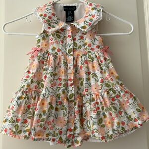Cythnia Rowley girl button down floral lace trim collar sleeveless dress size18M